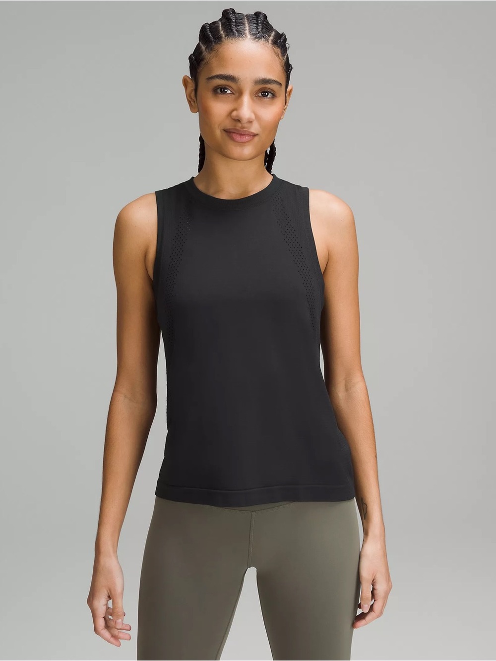 Lululemon Black Perforated Training Tank Top Women's size 6